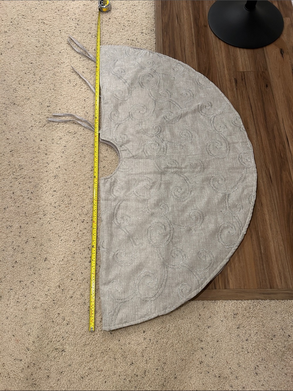 Silver Quilted Tree Skirt with Swirl Stitching